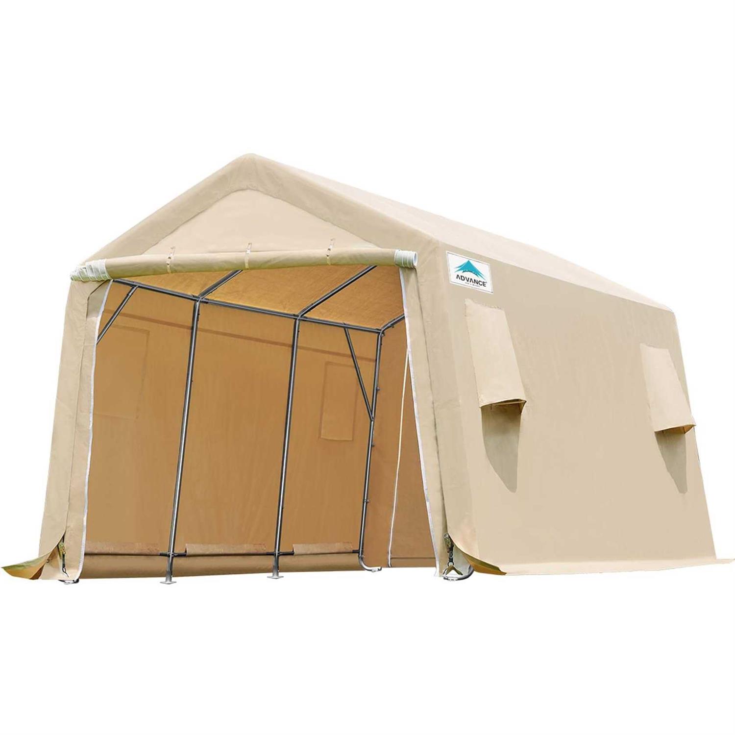 Advance Outdoor Carport Outdoor Storage Shelter Shed with 2 Detachable Roll-up Doors & 2 Vents