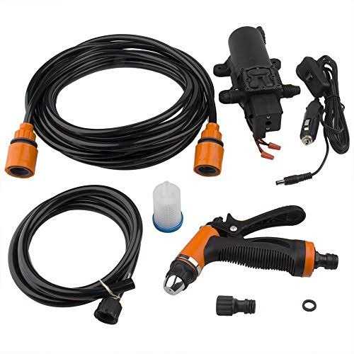 Bang4buck Portable Intelligent Electric Pressure Washer Pump 100W 160 PSI 12V Portable Pressure Powerful Washing Kit with 21.3 Feet PVC Hose