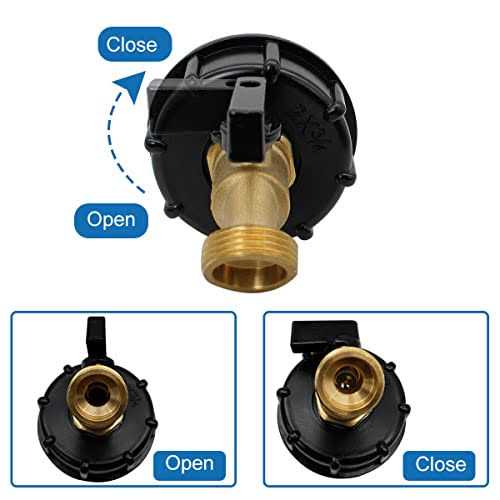 275-330 Gallon Tote Water Tank Adapter 2 Coarse Thread Brass Hose Faucet Valve Garden Hose