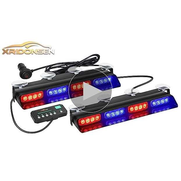 XRIDONSEN Emergency Dash Strobe Lights Safety Flashing Warning Hazard Interior Front/Rear Windshield Deck Split Light Bar w/digital