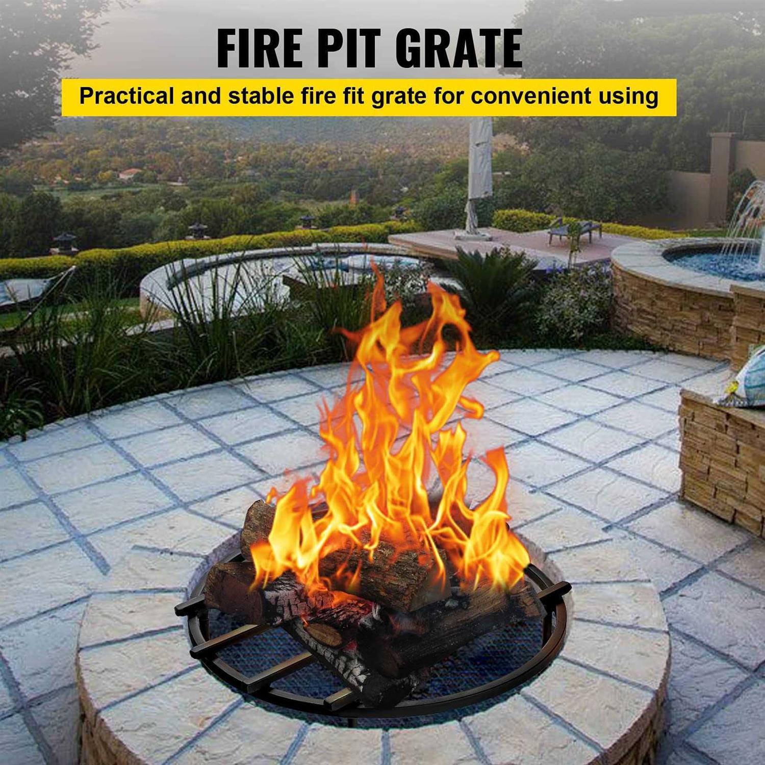 VEVOR Fire Pit Grate Heavy Duty Iron Round Firewood Grate Round Wood Fire Pit Grate