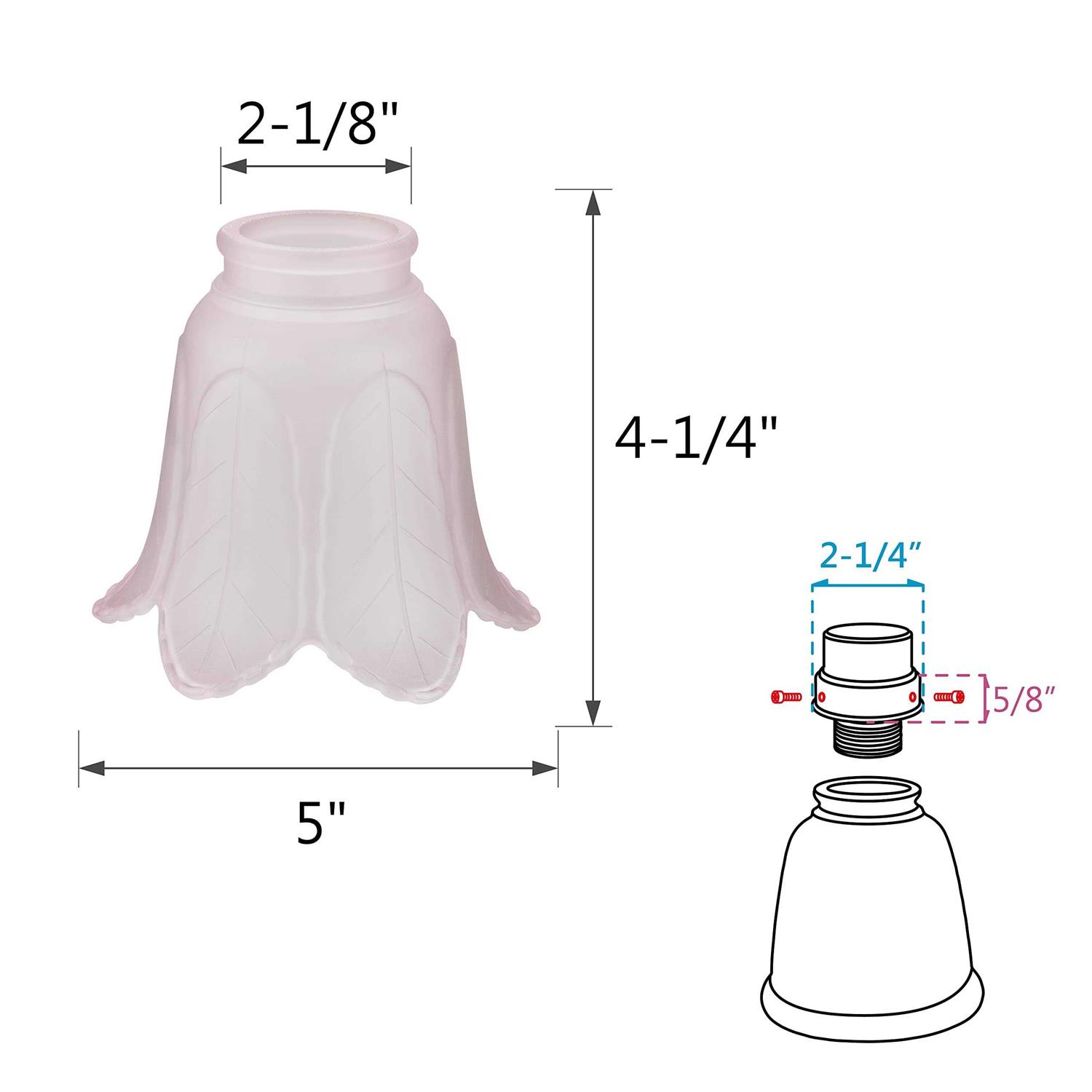 Aspen Creative 23102-4A Transitional Pink Rose Leaf Ceiling Fan Replacement Glass Shade