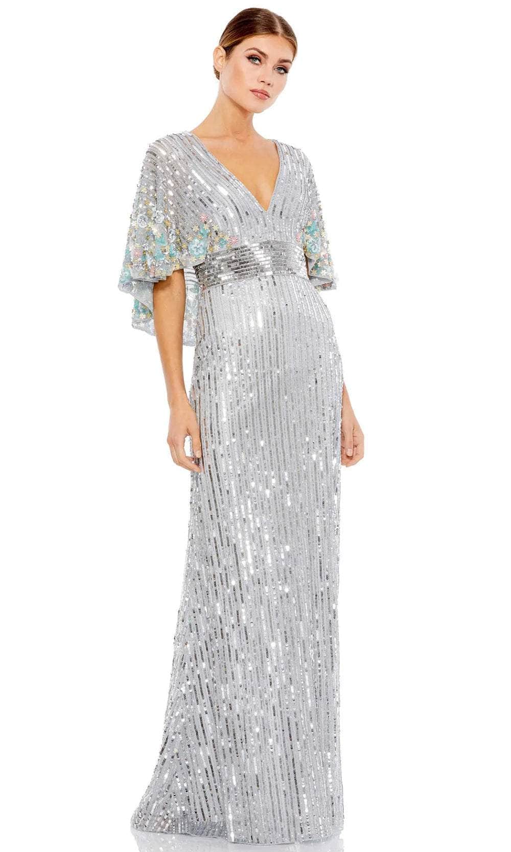 Cape Sleeve Sequined Prom Dress