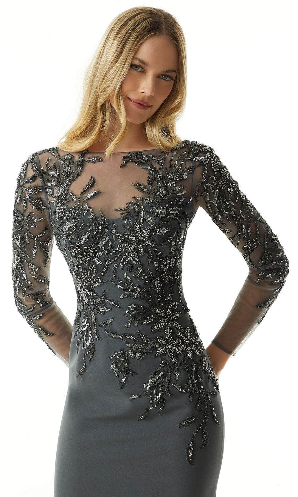 Beaded Metallic Evening Dress
