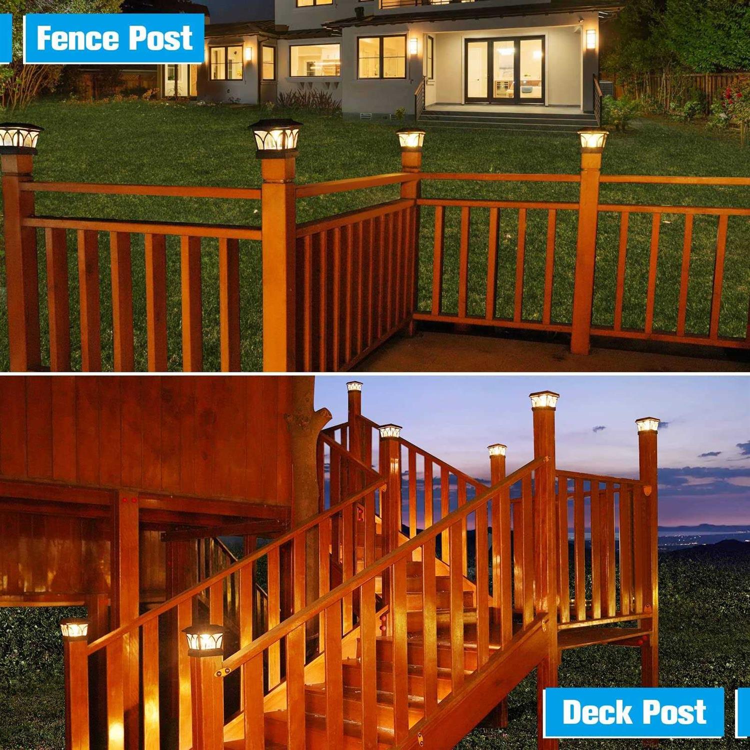 VOLISUN Solar Post Cap Lights Outdoor Edison LED Bulbs