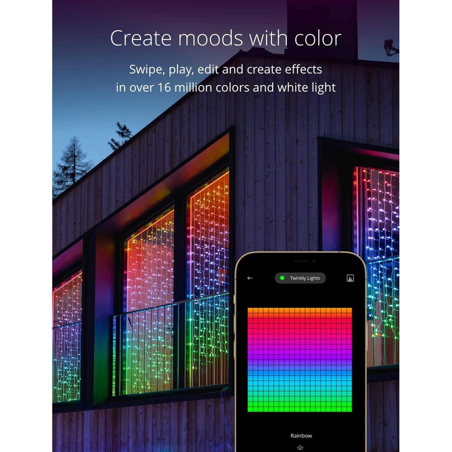 Twinkly Curtain App-Controlled Smart LED Christmas Lights 210 RGB+W
