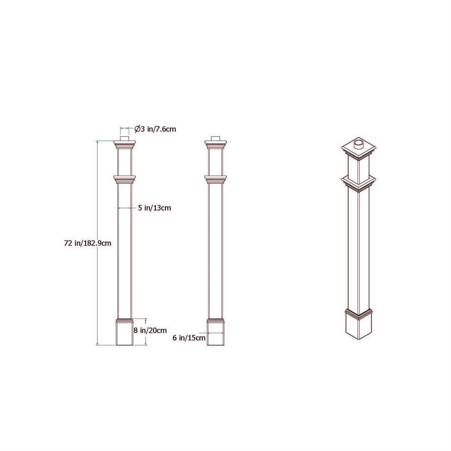 Vita 6L x 6W x 74H Portsmouth Vinyl Lamp Post VA94430