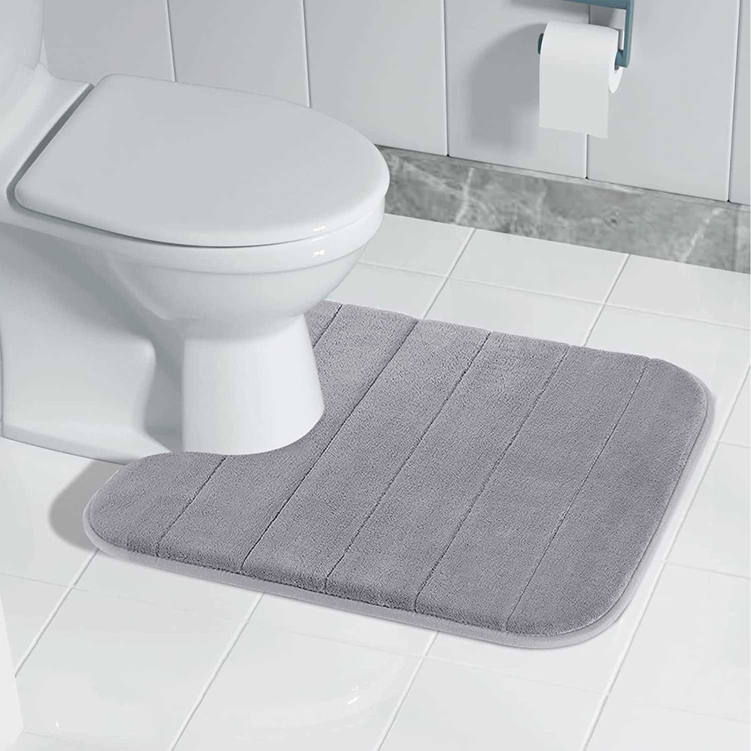 Yimobra Toilet Bath Mat U-Shaped Contour Bathroom Soft and Comfortable