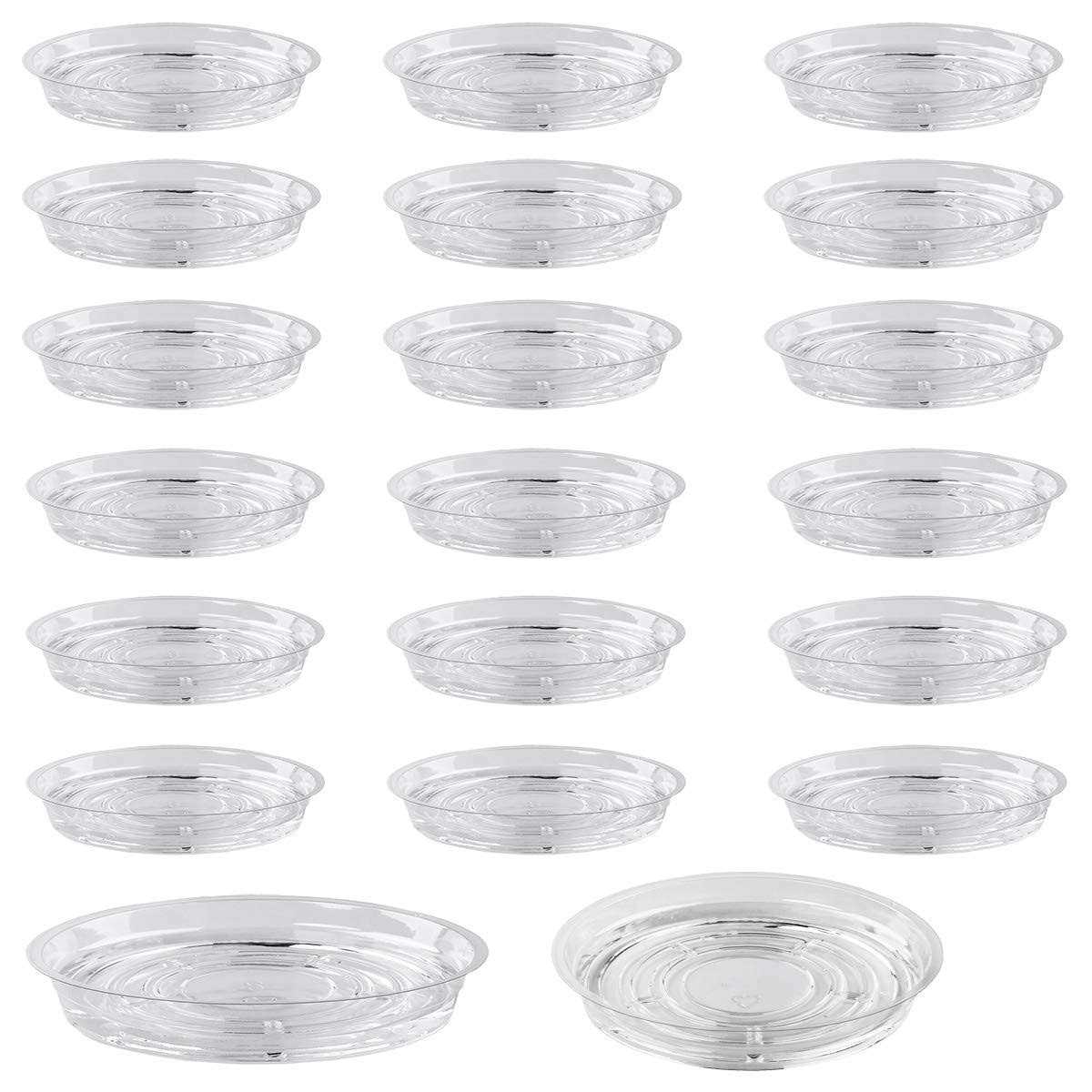 UltraOutlet 20 Pack Clear Plastic Plant Saucer Drip Trays Plant Plate Dish for Indoor Flower Pots and Planters