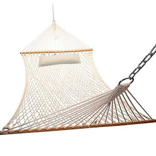 Y- STOP Hammocks, Traditional Cotton Rope Hammock with Chains and Hooks for Outdoor