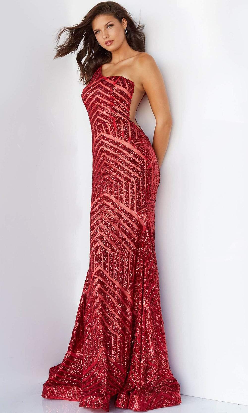 06017 Geometric Sequined Gown