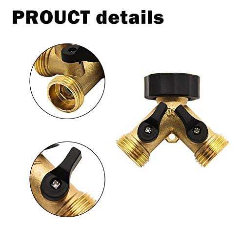 Brass Garden Hose Splitter 2 way Heavy Duty Brass Hose Y Splitter 2 Valves