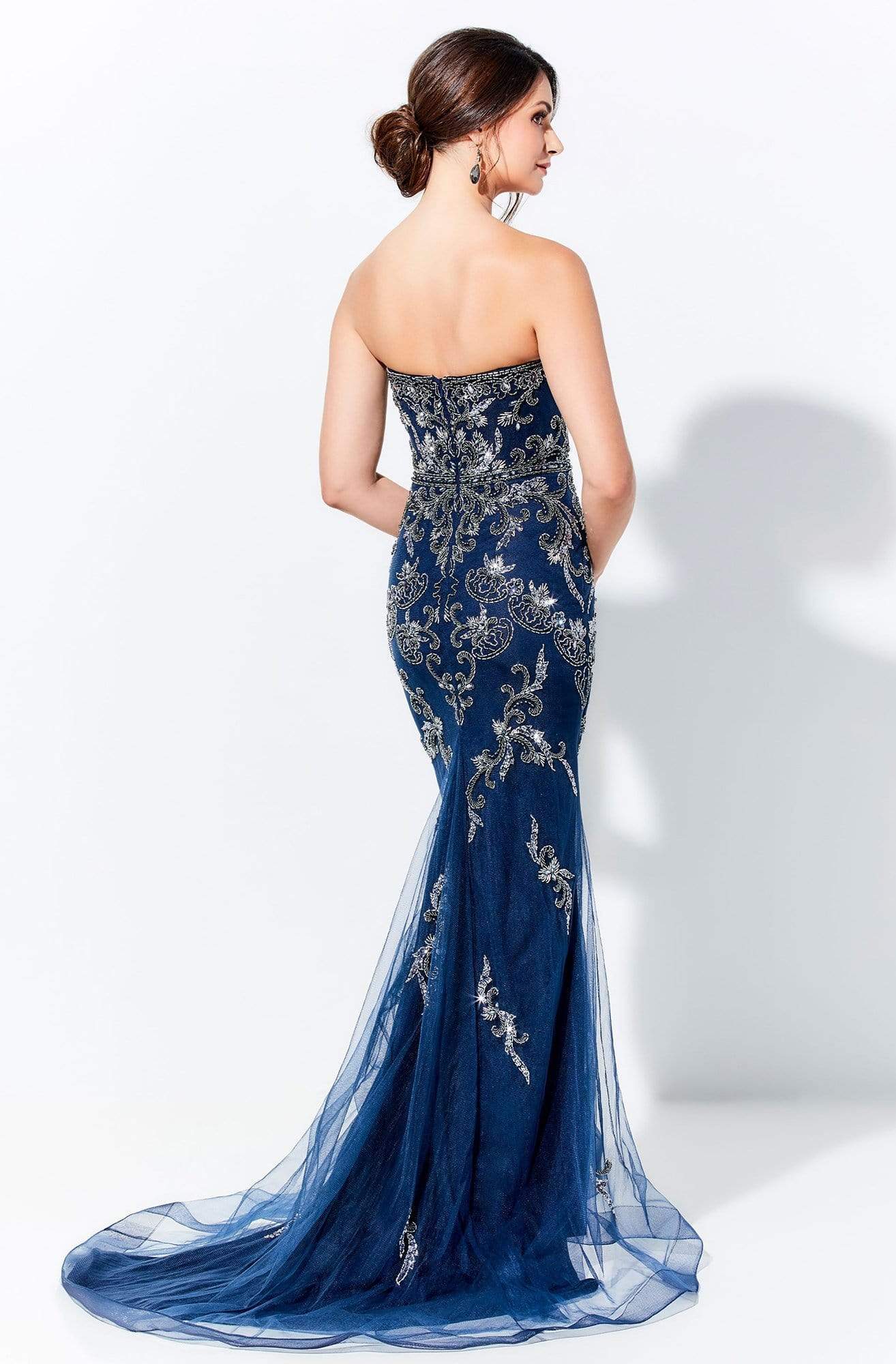 120D06 Strapless Straight Across Long Dress