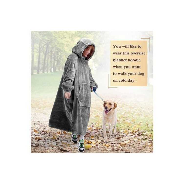 Waitu Wearable Blanket Sweatshirt Gifts for Women and Men, Super Warm and Cozy Giant Blanket Hoodie, Thick Flannel Blanket with Sleeves and Giant