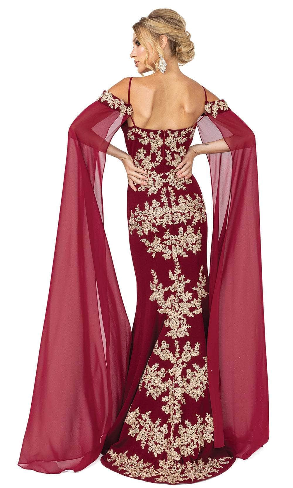 Cape Sleeve Beaded Appliqued Prom Gown