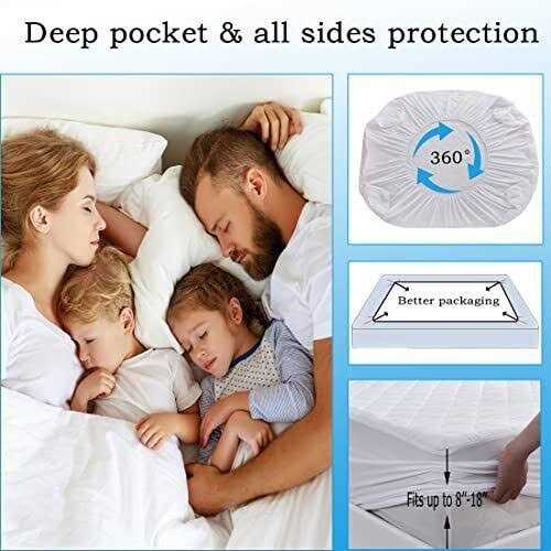 Waterproof Mattress Protector,Cooling Breathable Fluffy Soft Mattress