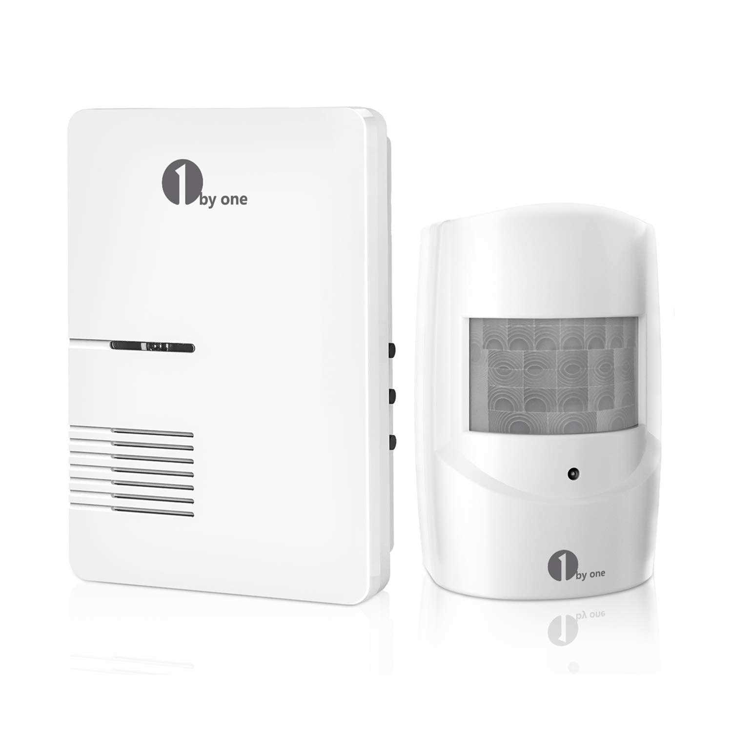 1byone Driveway Alarm, Home Security Alert System with 36 Melodies, 1 Plug-in Receiver and Weatherproof PIR Motion Detector