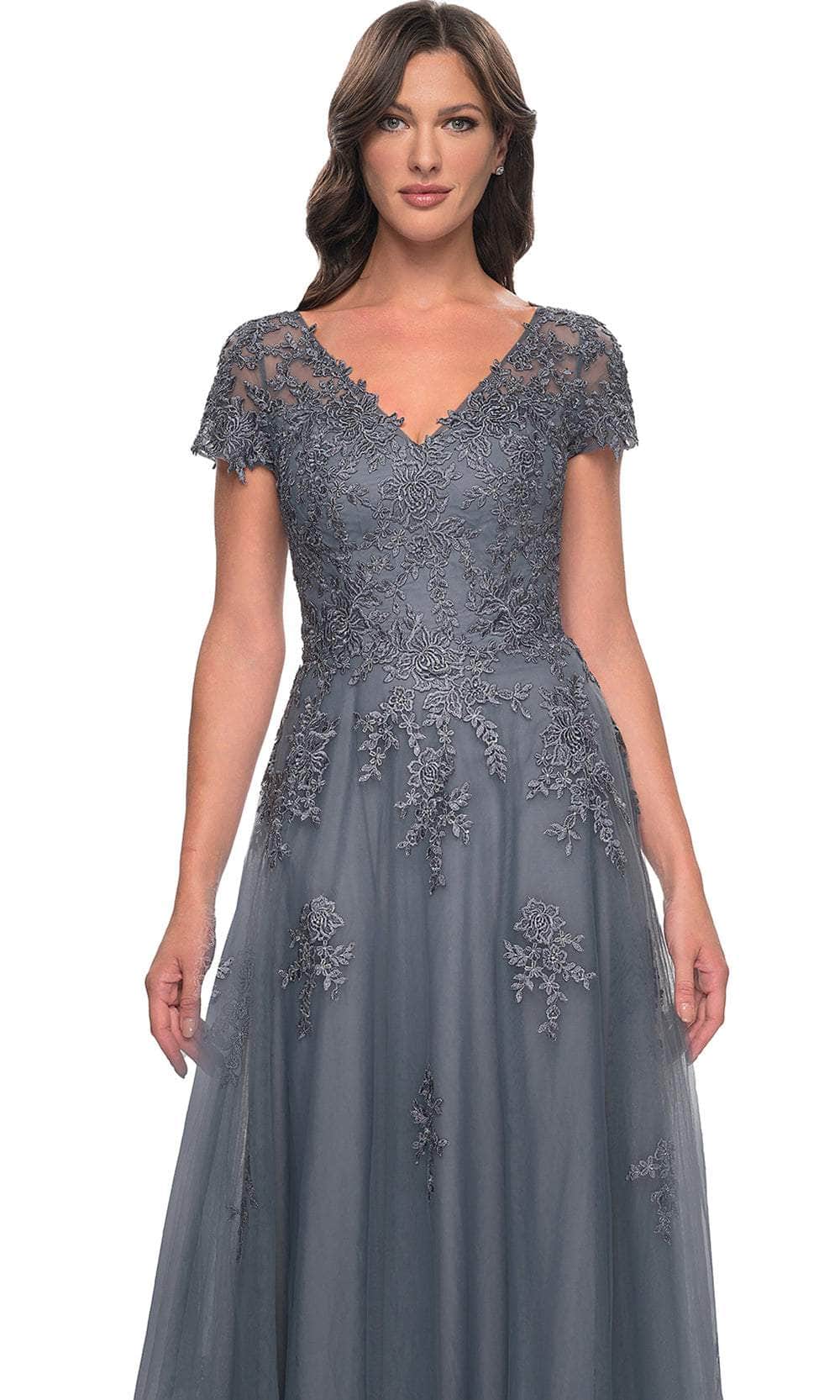 V-Neck Floral Formal Dress