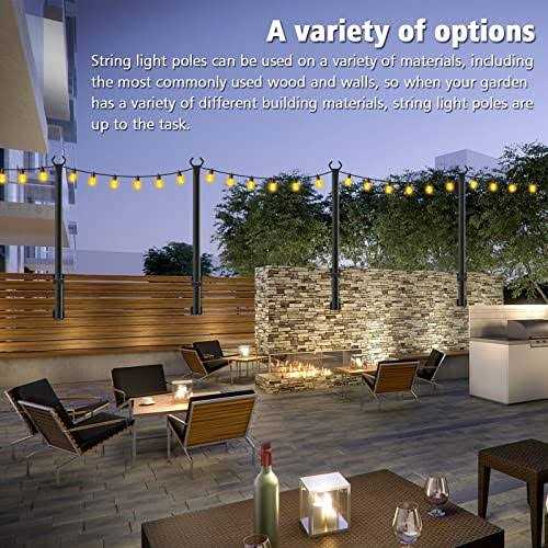 beizelte 2 pack 4 ft string light poles,hanging light poles for outside string lights,with fixing clips and suspended base,fr