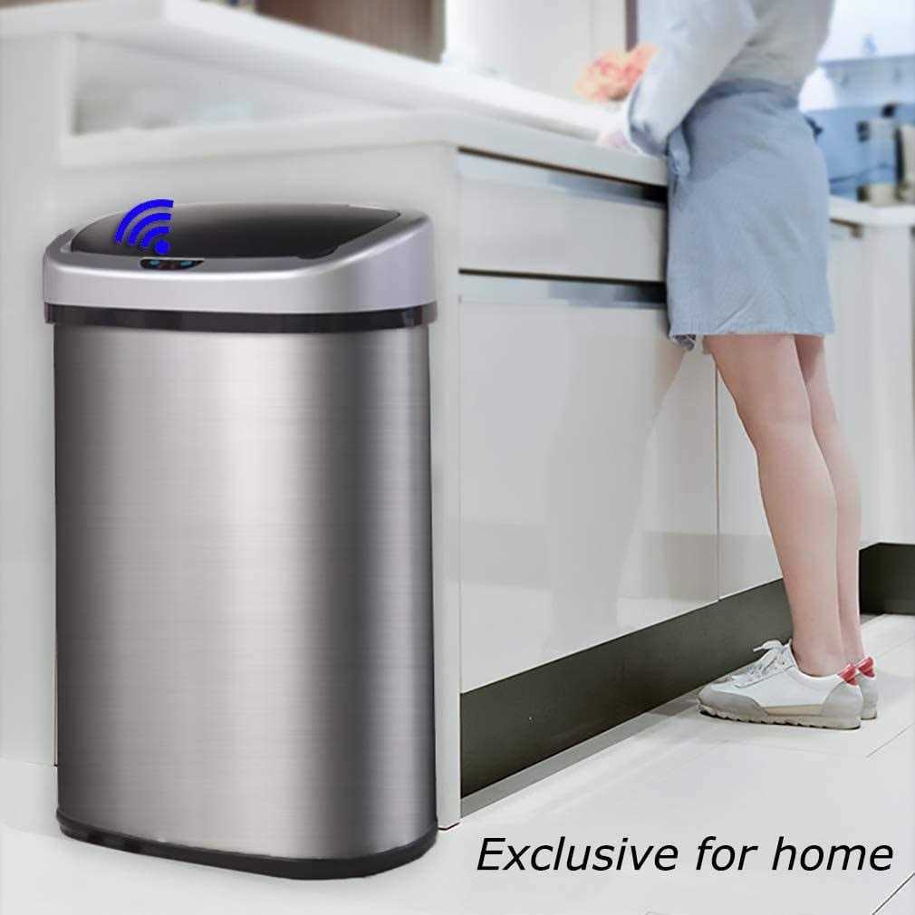 13 Gallon Stainless Steel Automatic Sensor Trash Can No Touch Garbage Can Kitchen Waste Bin High-Capacity Bathroom Trash Can with Lid for Home