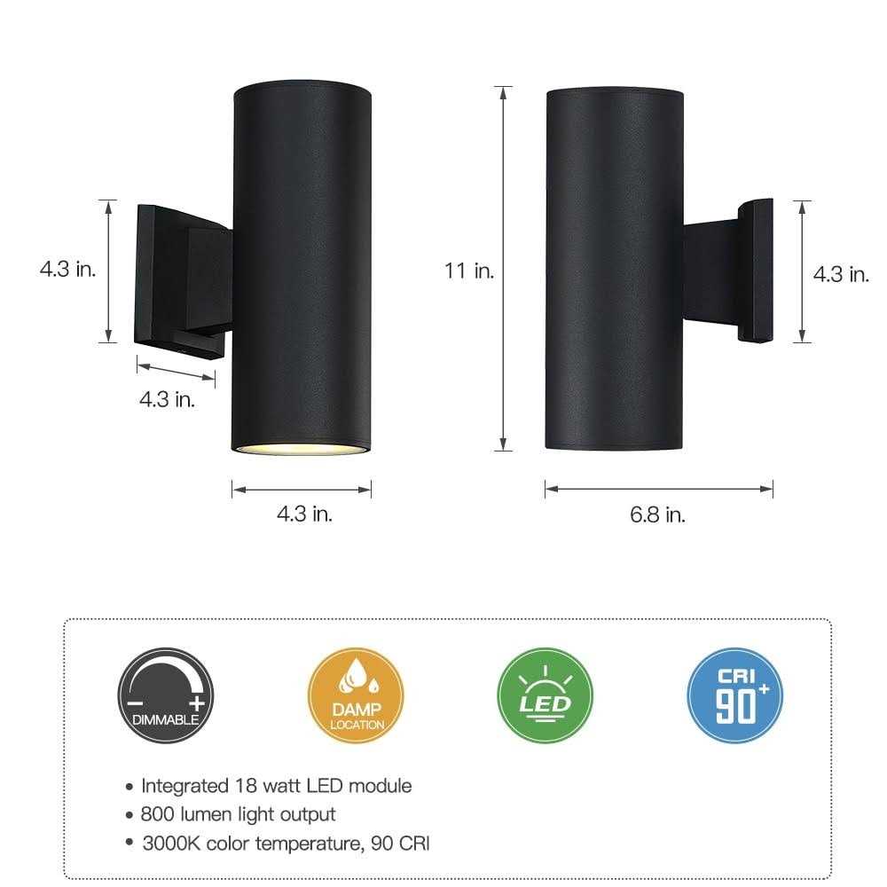 True Fine Marla 11-in Black Integrated Outdoor Wall Light TD60005W