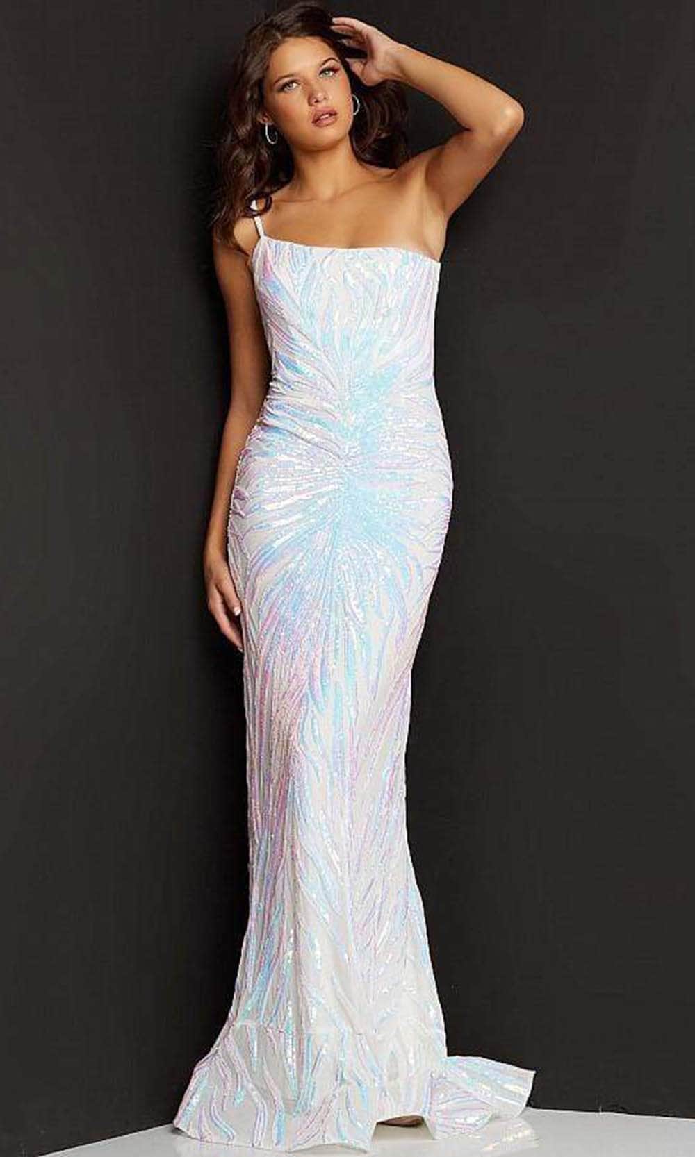 05664 One Shoulder Sequin Sheath Dress