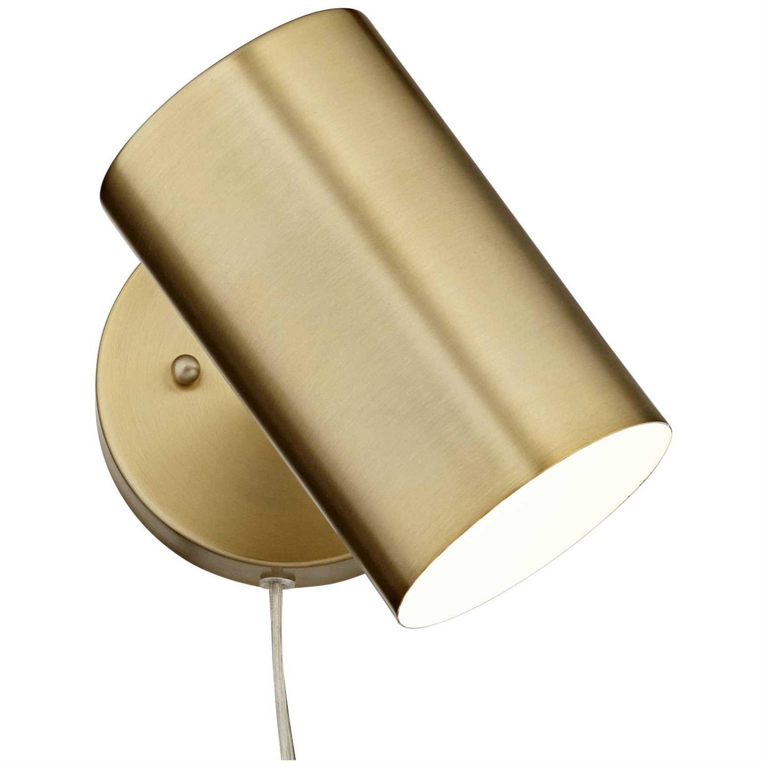 360 Lighting Carla Modern Wall Polished Brass Plug-in 5 Light Fixture Cylinder Down Shade for Bedroom Reading Living Room