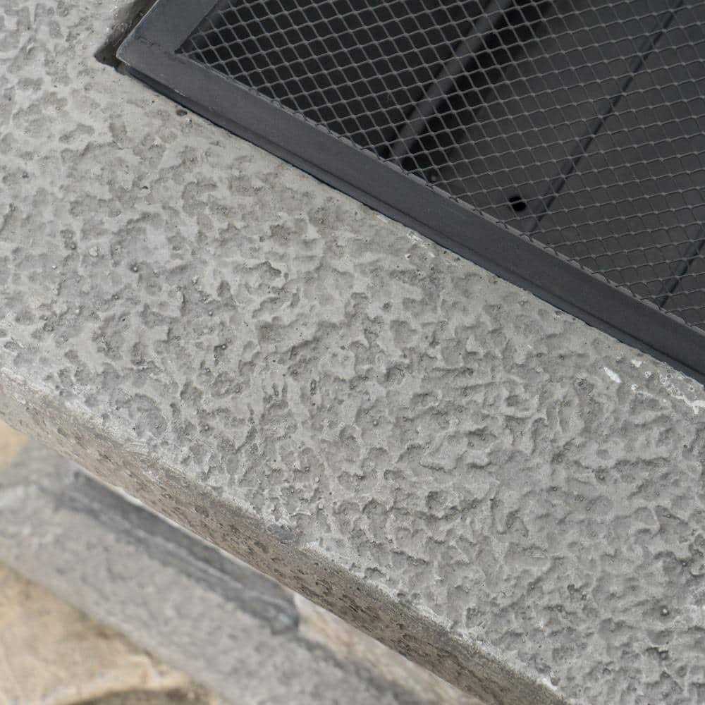 Noble House Crestline Outdoor Lightweight Concrete Wood Burning Fire Pit