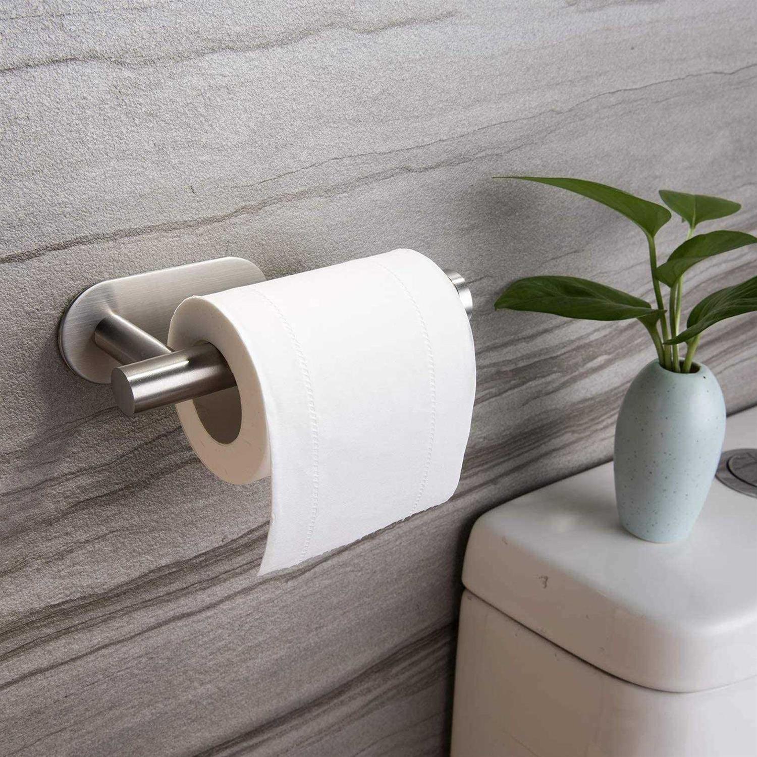 YIGII Toilet Paper Holder Self Adhesive Adhesive Toilet Roll Holder no Drilling for Bathroom Stainless Steel Brushed