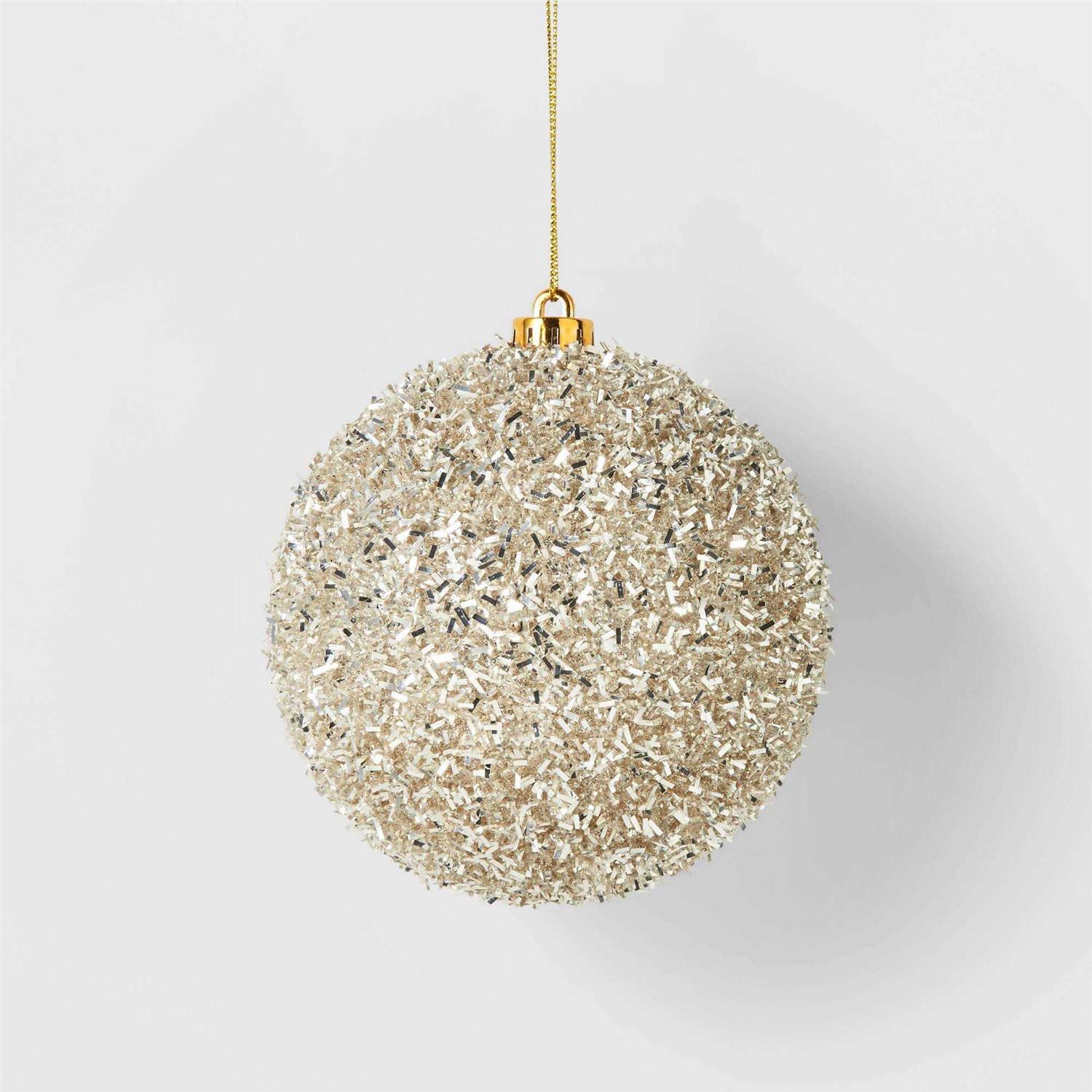 Wondershop Tinsel Ball Christmas Tree Ornament Champagne