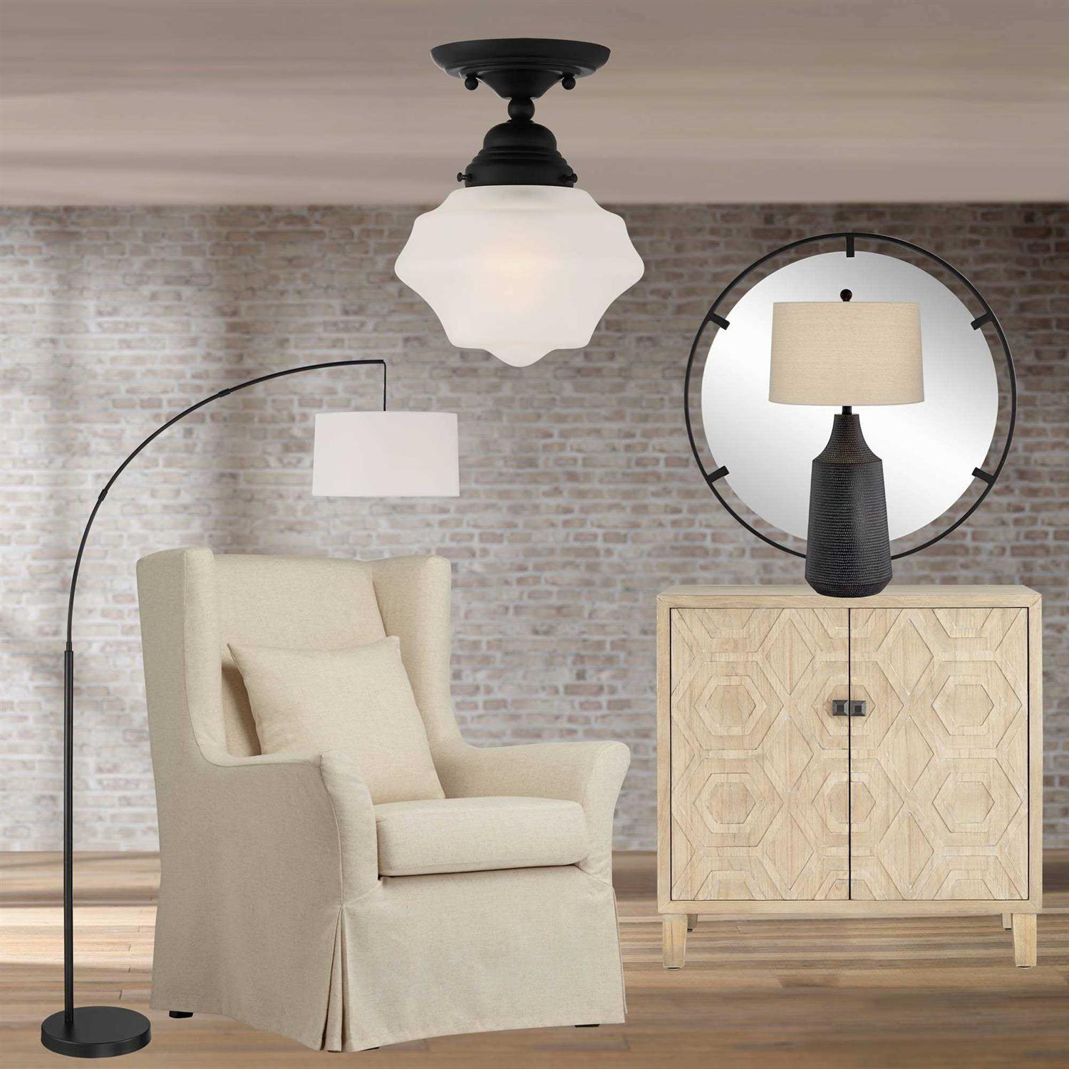 360 Lighting Modern Arc Floor Lamp 72 Tall White Linen Drum Shade for Living Room Reading House Home