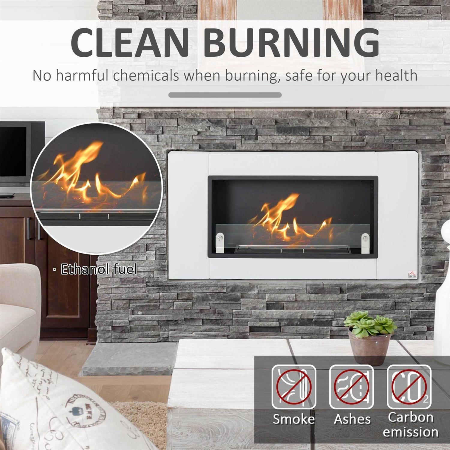 Wall Mounted Ethanol Fireplace Homcom Finish