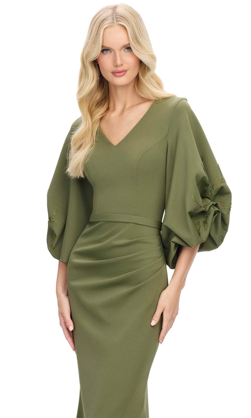 Balloon Sleeve Mermaid Evening Gown