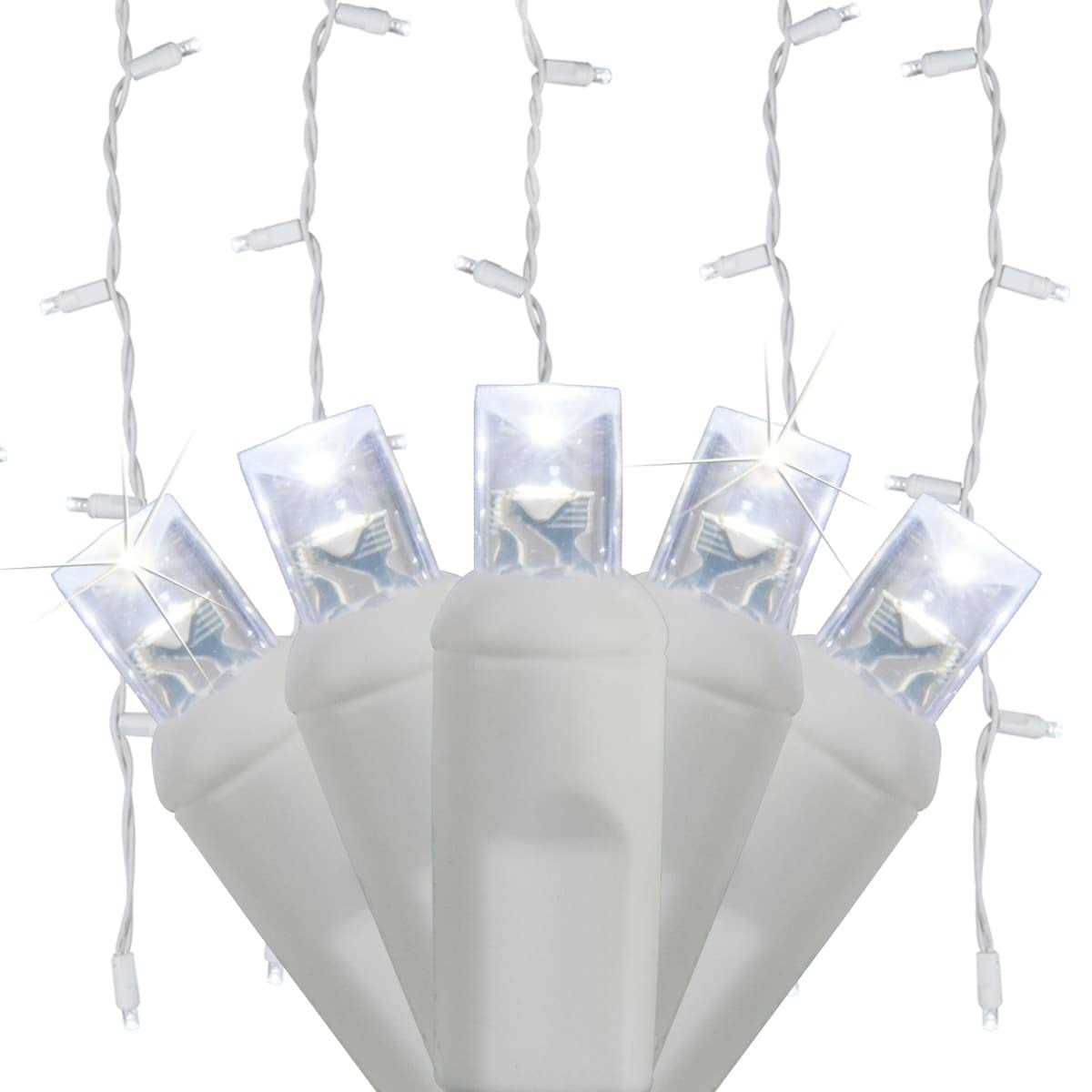 Wintergreen Lighting 70 5mm Cool White SoftTwinkle LED Icicle Lights