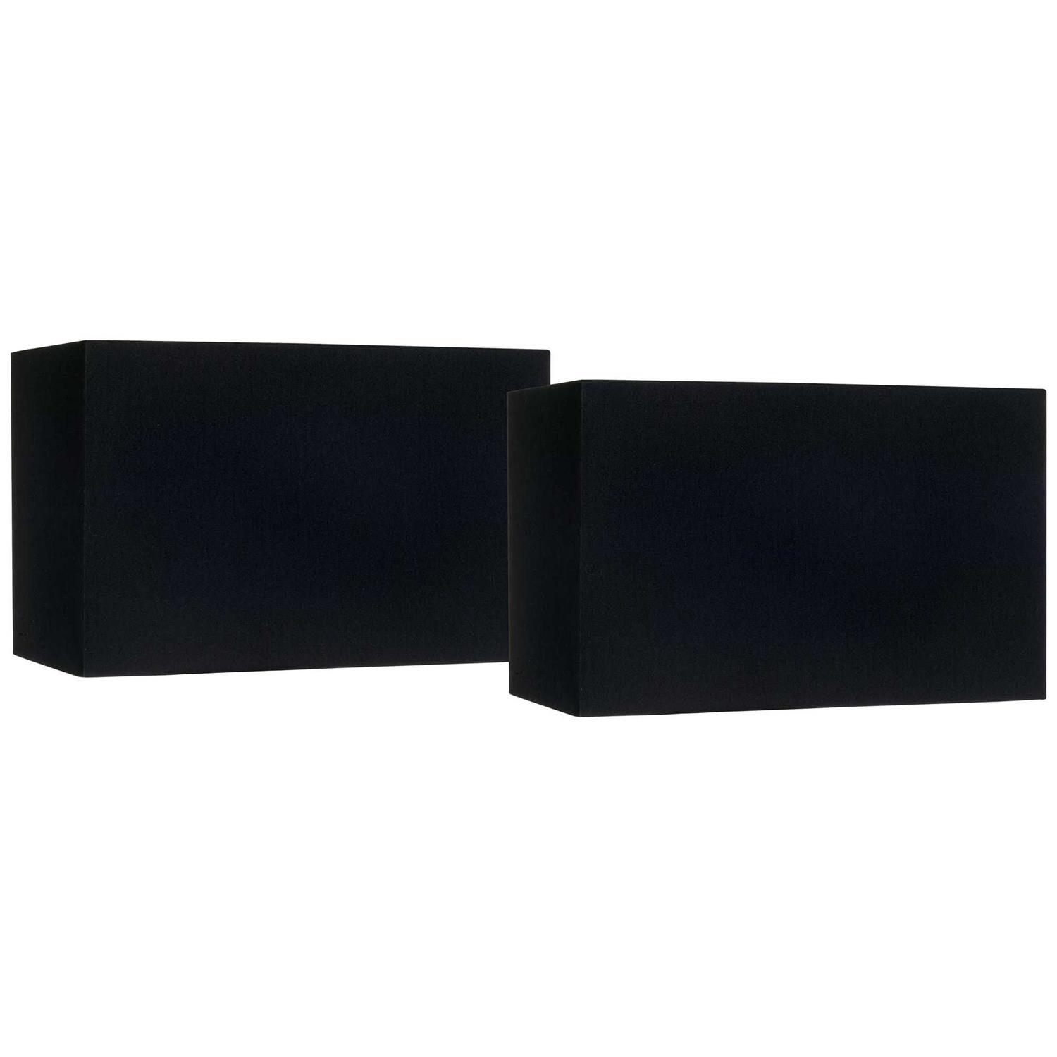 Springcrest Set of 2 Hardback Rectangular Lamp Shades Black Medium 16 Wide x 8 Deep x 10 High Spider with Replacement Harp and Finial Fitting 646X7