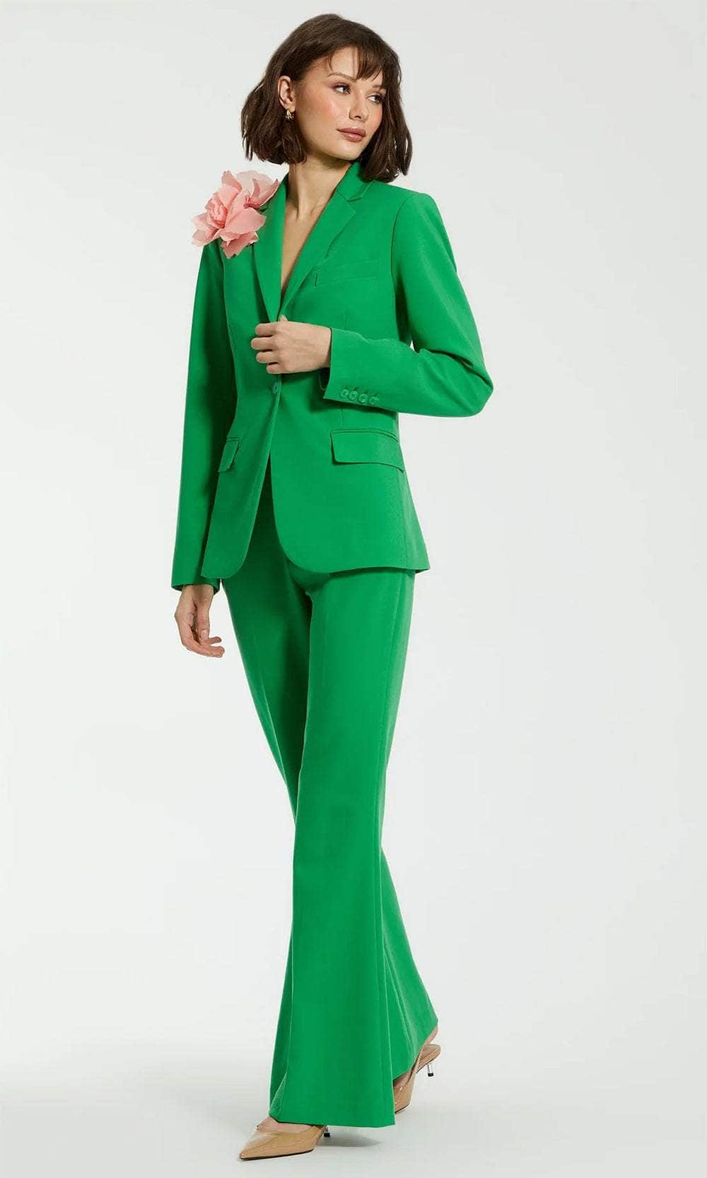 V-Neck Floral Applique Pantsuit
