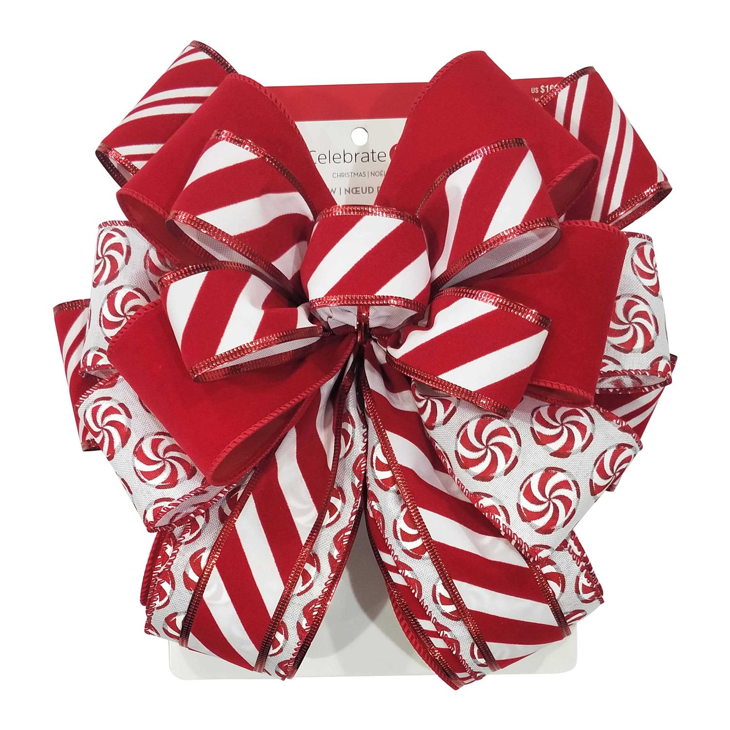 20.5 Peppermint Stipe Christmas Tree Bow Topper by Ashland by Celebrate It