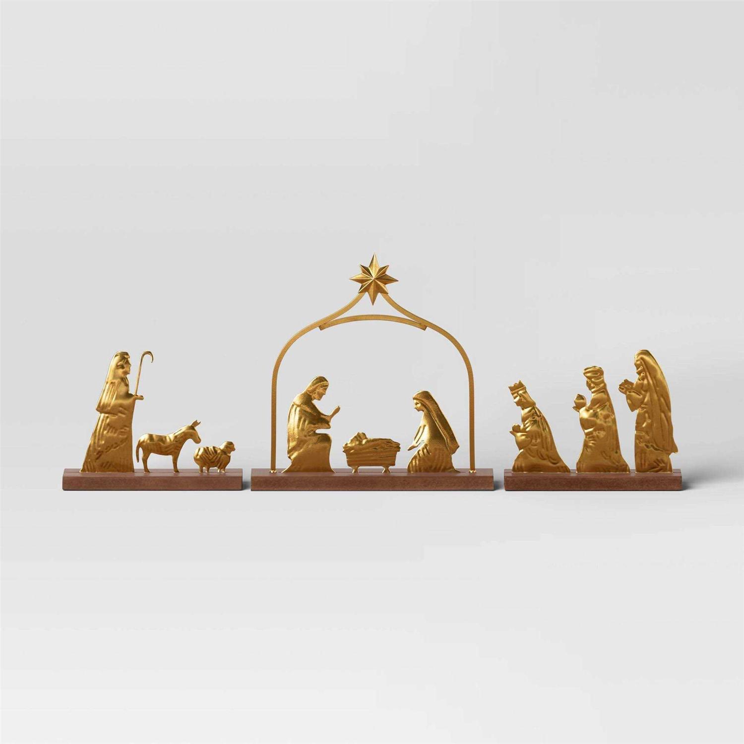 Wondershop 3pc Metal Christmas Nativity Scene Figurine Set