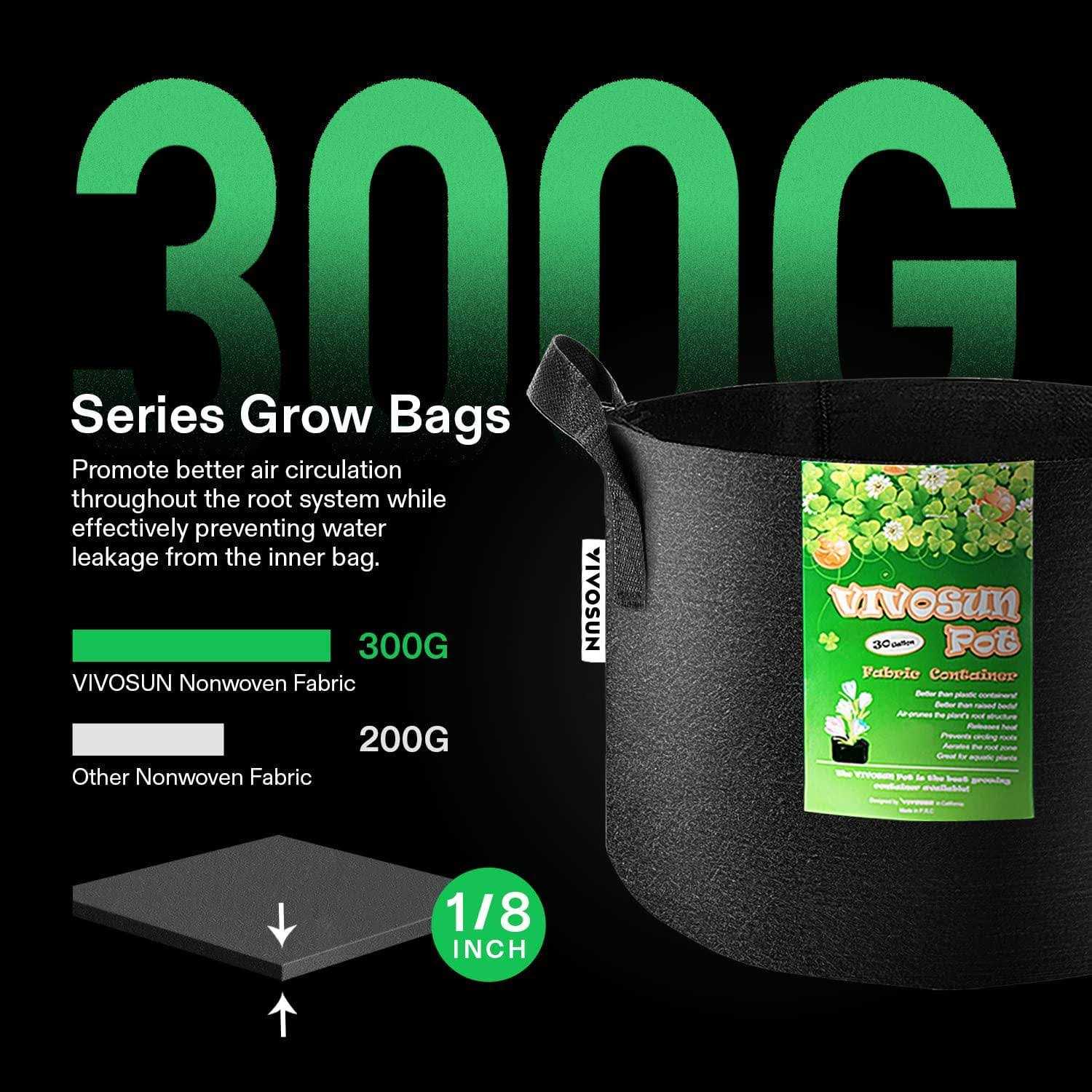 VIVOSUN 5-Pack 5 Gallon Grow Bags Plant Fabric Handles