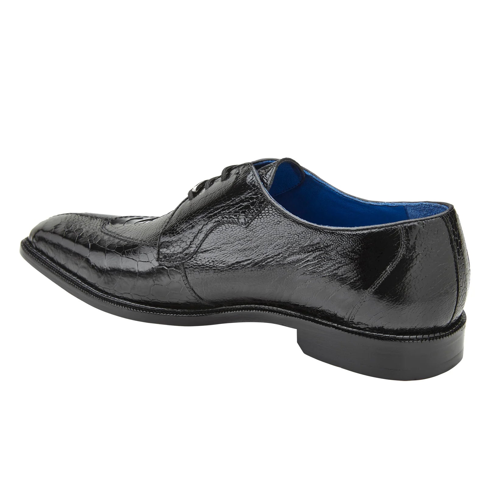 Men’s Belvedere Siena Ostrich Leg Moc Toe Dress Shoe in Black
