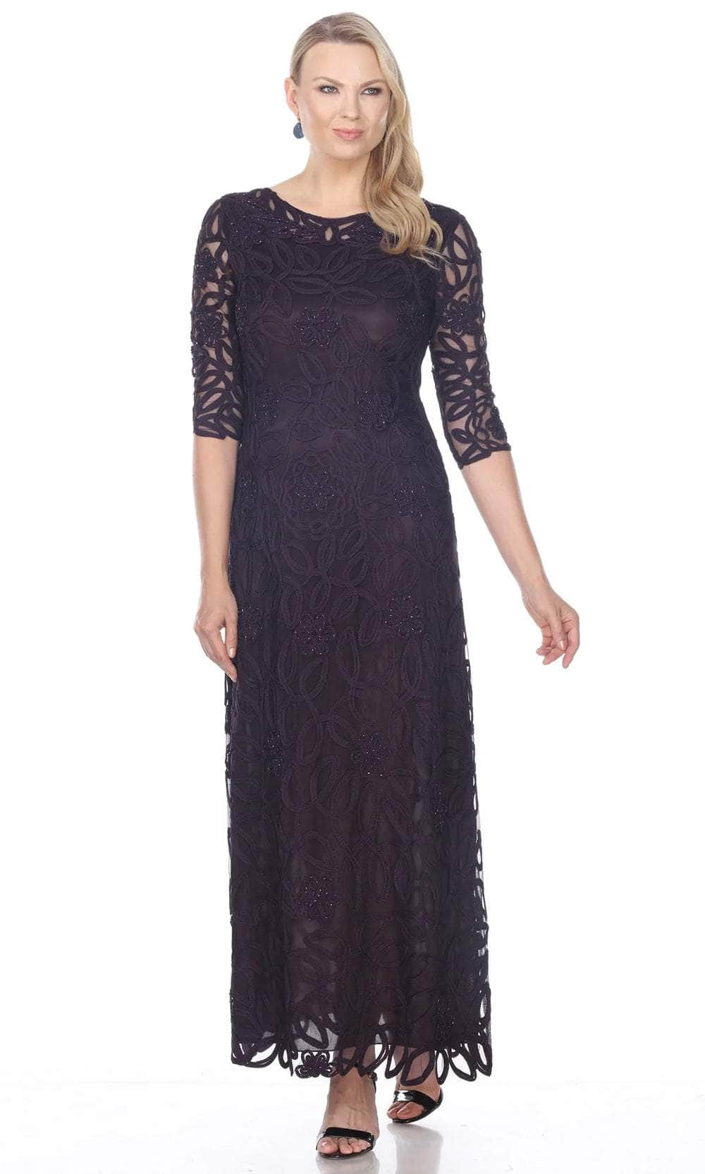 Soutache Embroidered Lace Evening Gown Dress