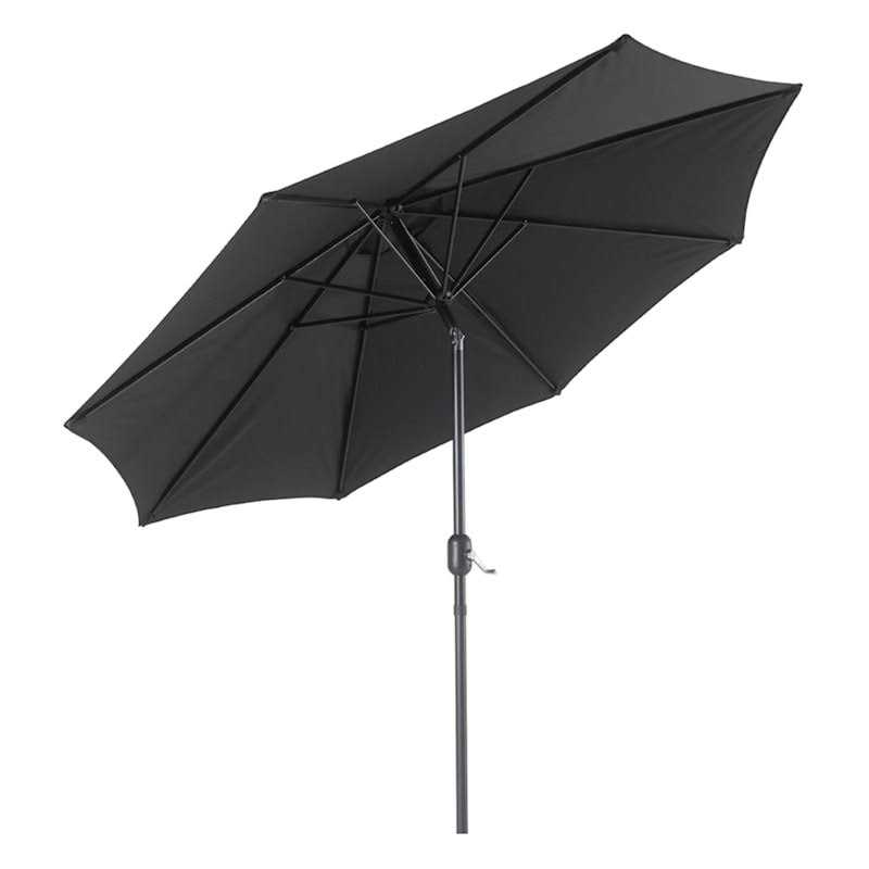 At Home Black Round Outdoor Crank & Tilt Umbrella