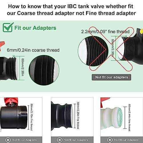 275-330 Gallon Tote Water Tank Adapter 2 Coarse Thread Brass Hose Faucet Valve Garden Hose