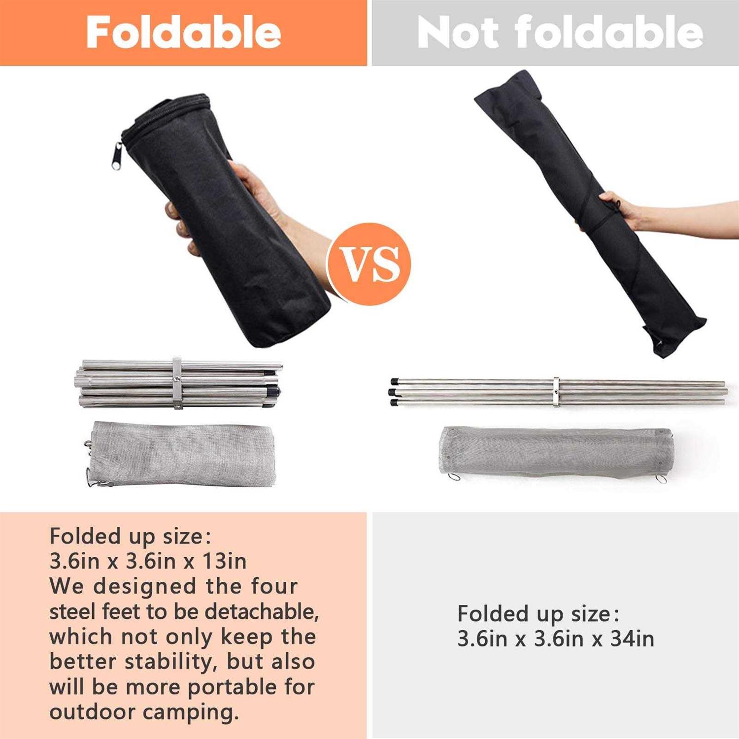 Portable Outdoor Fire Pit 22 Inch Upgrade Foldable Stainless Steel Mesh Fire Pit