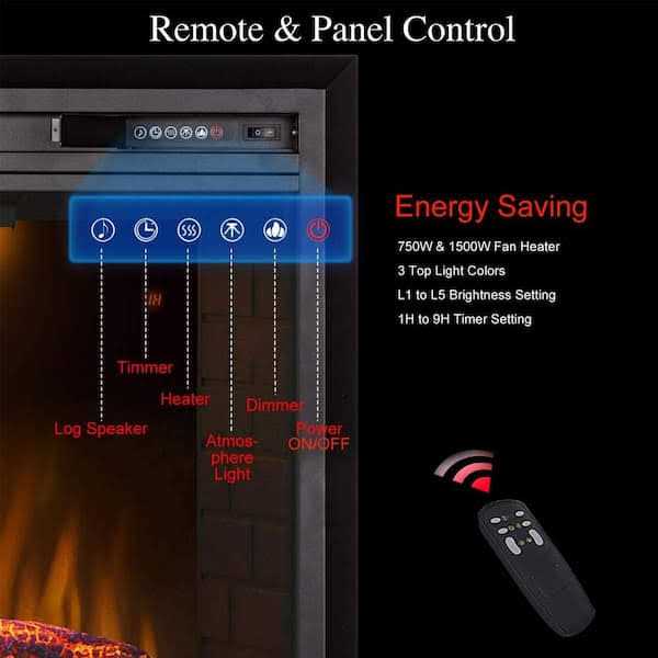 Valuxhome 33 in. 750-Watt/1500-Watt Electric Fireplace Insert with Overheating Protection