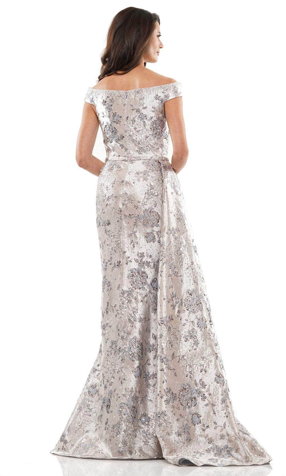 Jacquard Off-Shoulder Long Gown