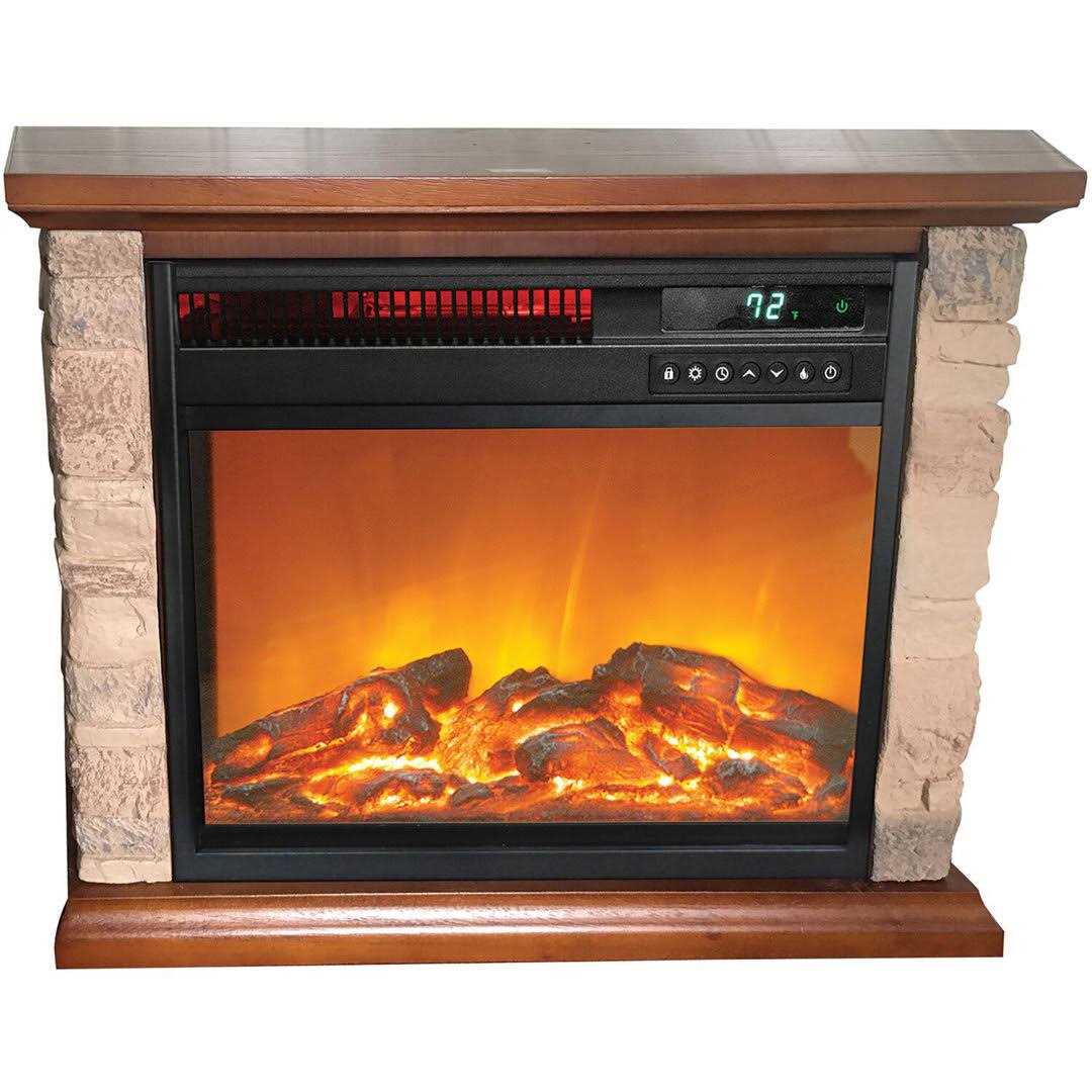 Lifesmart 3-element Small Square Infrared Fireplace with Faux Stone Accent