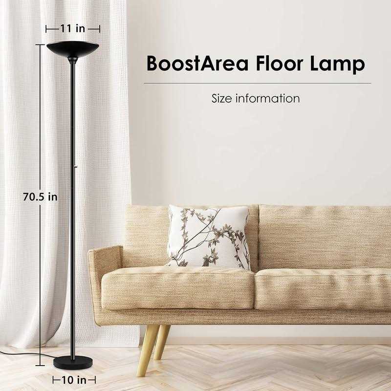 BoostArea Torchiere Floor Lamp 24W Super Bright LED Standing Lamp Stepless Dimmable Pole Lamp with 3000K Lighting