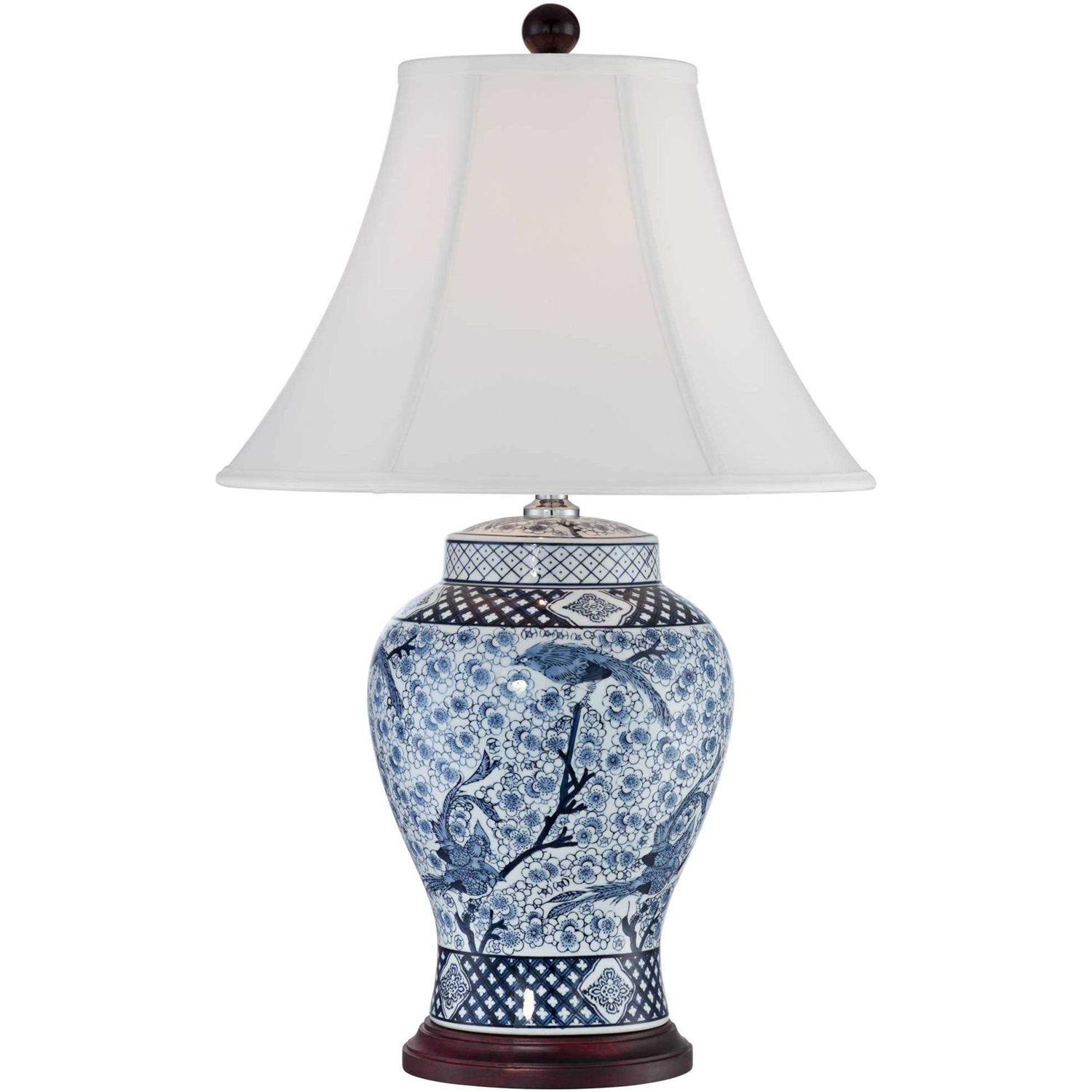 Barnes and Ivy Shonna Blue and White Porcelain Jar Table Lamp Dimmer