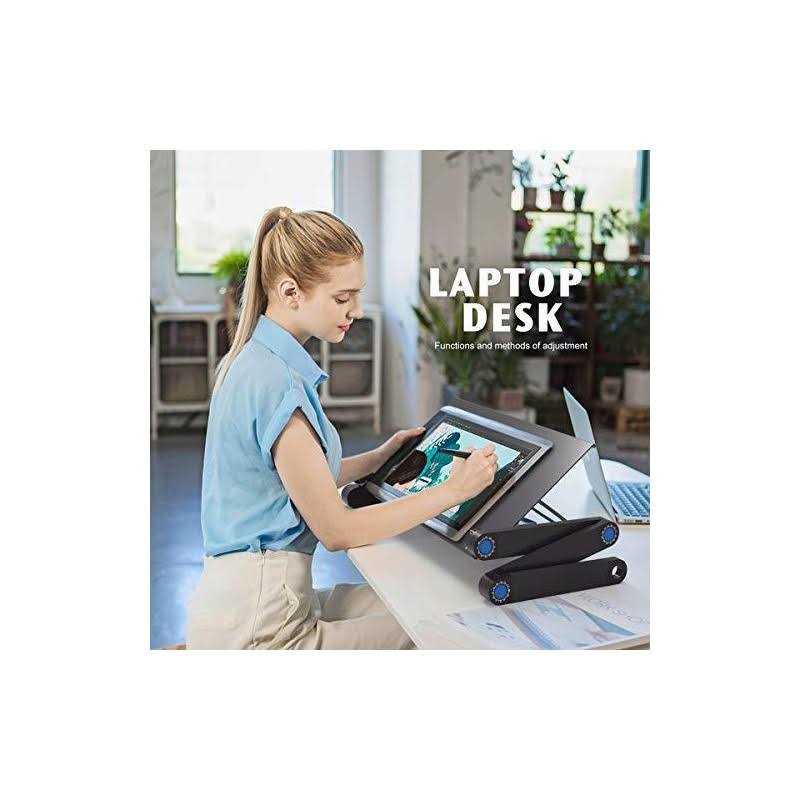 Extra Wide Adjustable Laptop Stand with Cooling Fan & Mouse Pad for 17 Inch Computer